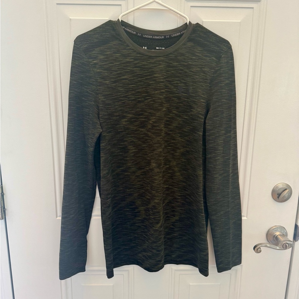 Mens Under Armour HeatGear Gray Long Sleeve Compression Shirt Medium